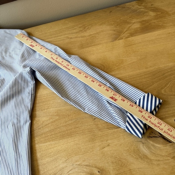 CHICOS TUNIC TOP STRIPED TIE WAIST LONG SLEEVES COASTAL GRANDMA NAUTICAL 8-10 - Picture 11 of 12